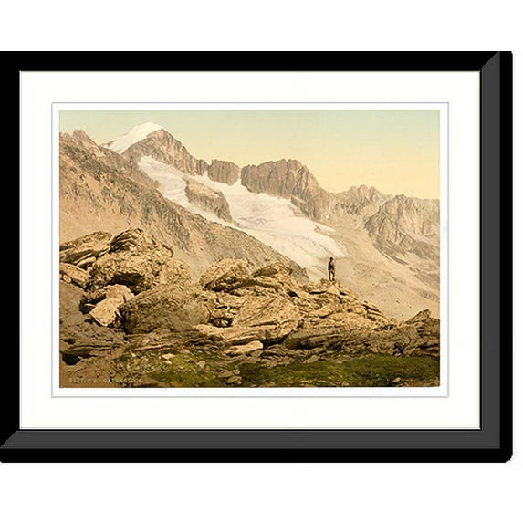 Historic Framed Print, Furka Pass Galenstock from the Furkahorn Bernese Oberland Switzerland, 17-7/8" x 21-7/8"