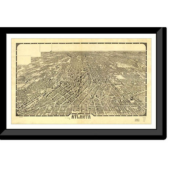 Historic Framed Print, GA Atlanta 1919 MAP, 17-7/8" x 21-7/8"