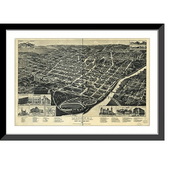 Historic Framed Print, GA Macon 1912 MAP, 17-7/8" x 21-7/8"