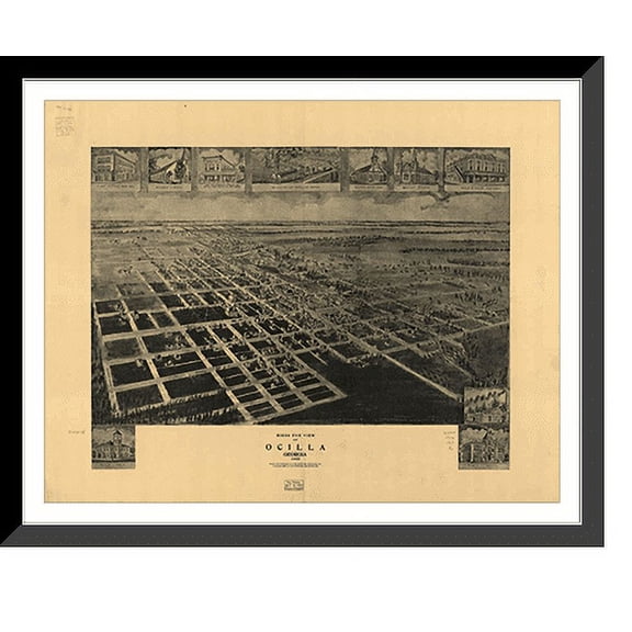 Historic Framed Print, GA Ocilla 1908 MAP, 17-7/8" x 21-7/8"
