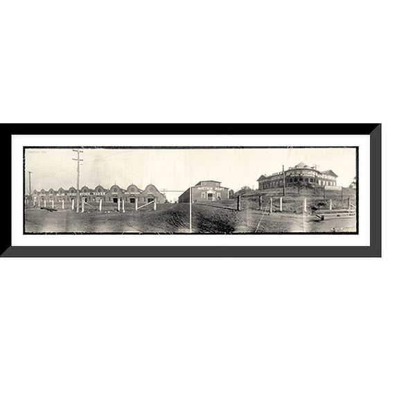 Historic Framed Print, GA Union Stockyards Atlanta 1909 PHOTO, 36-3/8" x 8-3/8"