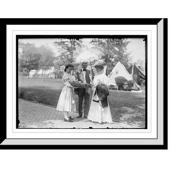 Historic Framed Print, Garden party, Governor's Island, Florance Kimball and escort being offered food, New York, 17-7/8" x 21-7/8"