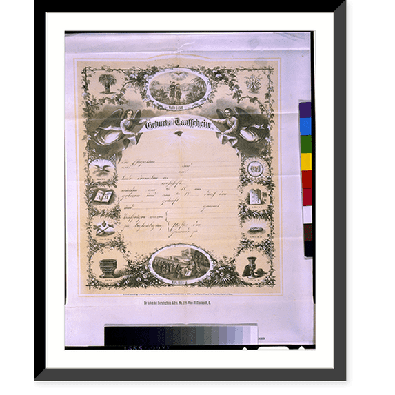 Historic Framed Print, Geburts und taufschein - 3, 17-7/8" x 21-7/8"