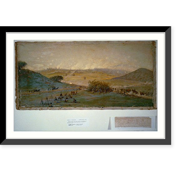 Historic Framed Print, General view of the Union lines on the morning of July 3rd, 10 AM, during the attack of Johnston's Div. C.S.A..Edwin Forbes. - 2, 17-7/8" x 21-7/8"