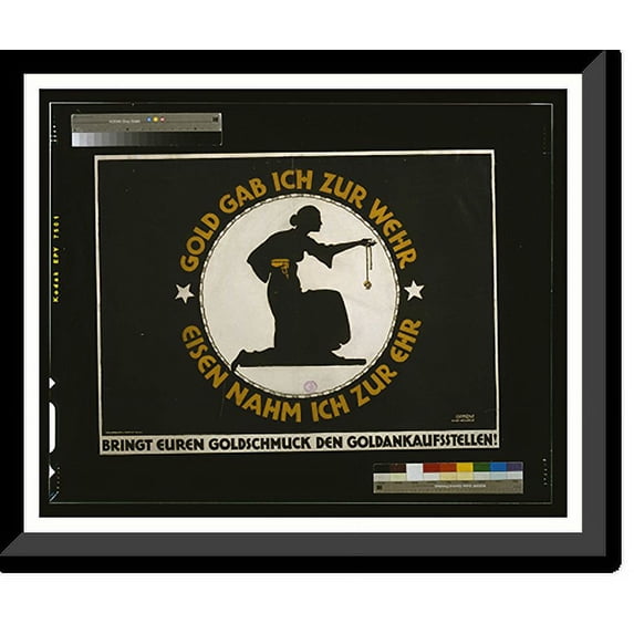 Historic Framed Print, Gold gab ich zur Wehr Eisen nahm ich zur Ehr. Gipkens nach Hosaeus., 17-7/8" x 21-7/8"