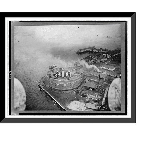 Historic Framed Print, Governor's Island, Castle Williams, from hydro-aeroplane, 17-7/8" x 21-7/8"