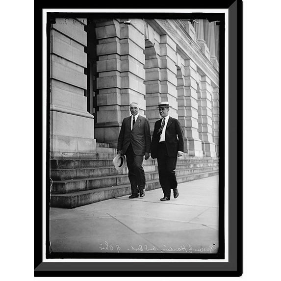 Historic Framed Print, HARDING, WARREN GAMALIEL. SENATOR FROM OHIO, 1915-1921. PRESIDENT OF THE UNITED STATES, 1921-1923. LEFT, WITH HIS SECRETARY, 17-7/8" x 21-7/8"