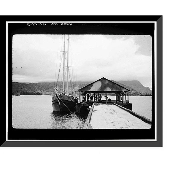 Historic Framed Print, Hanalei Pier, Hanalei Bay off Weke Road, Hanalei, Kauai County, HI - 3, 17-7/8" x 21-7/8"