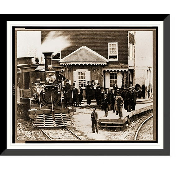 Historic Framed Print, Hanover Junction Pennsylvania. 1863. Hanover Junction Railroad Station (detail of l, 17-7/8" x 21-7/8"