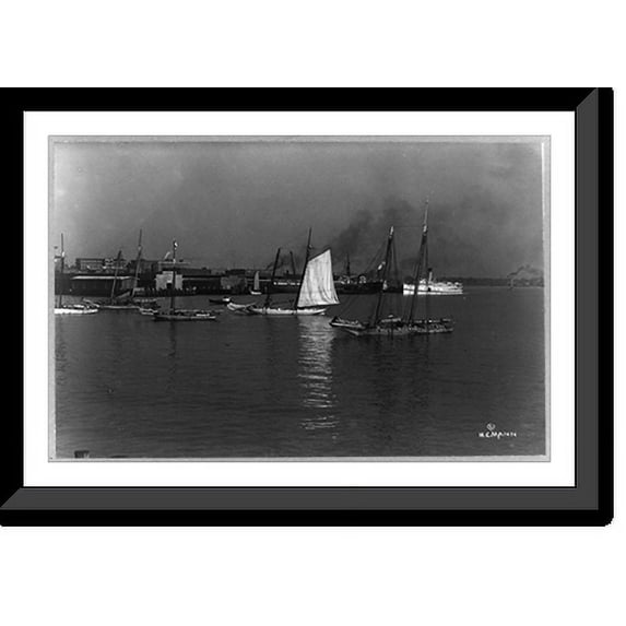 Historic Framed Print, Harbor, Norfolk, Va., 17-7/8" x 21-7/8"