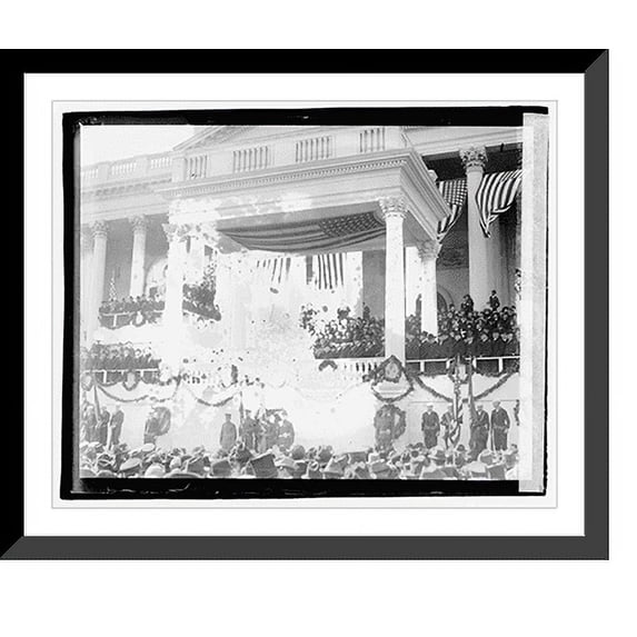 Historic Framed Print, Harding delivering Inaugural address, 17-7/8" x 21-7/8"