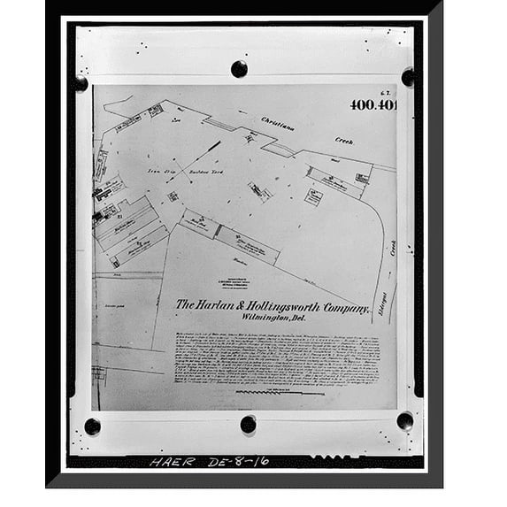 Historic Framed Print, Harlan & Hollingsworth Company Factory, 100 South West Street, Wilmington, New Castle County, DE - 16, 17-7/8" x 21-7/8"