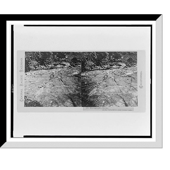 Historic Framed Print, Hieroglyphic Rocks on the Yuba River near Crystal Lake - 2, 17-7/8" x 21-7/8"