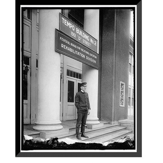 Historic Framed Print, Home Sector: Tempo Building No. 2, 1901 D Street. Federal Board for Vocational Education, Rehabilitation Division, 17-7/8" x 21-7/8"