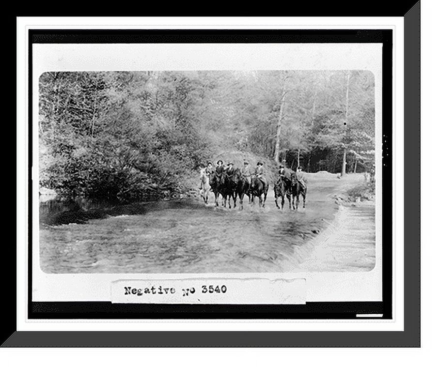 Historic Framed Print, [Horseback riders in stream in Rock Creek Park ...