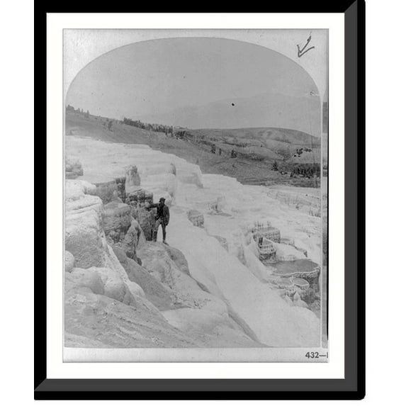 Historic Framed Print, Hot Springs, on Gardiner's River, Upper Basins, 17-7/8" x 21-7/8"