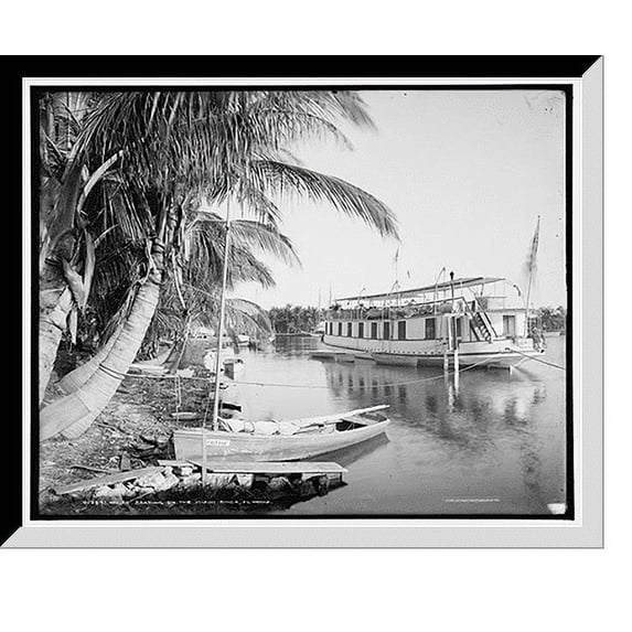 Historic Framed Print, House boating on the Miami River, Florida, 17-7/8" x 21-7/8"