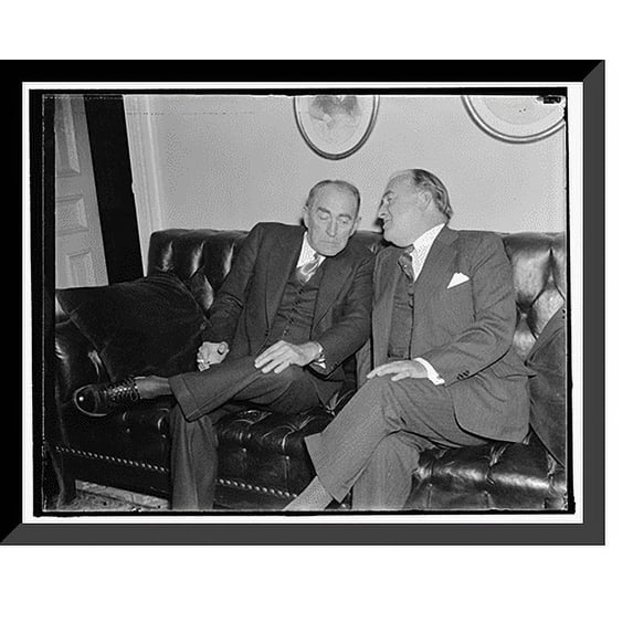 Historic Framed Print, House leaders in huddle. Washington, D.C., Nov. 12. Speaker of the House William B. Bankhead, (left) and Rep. John J., 17-7/8" x 21-7/8"