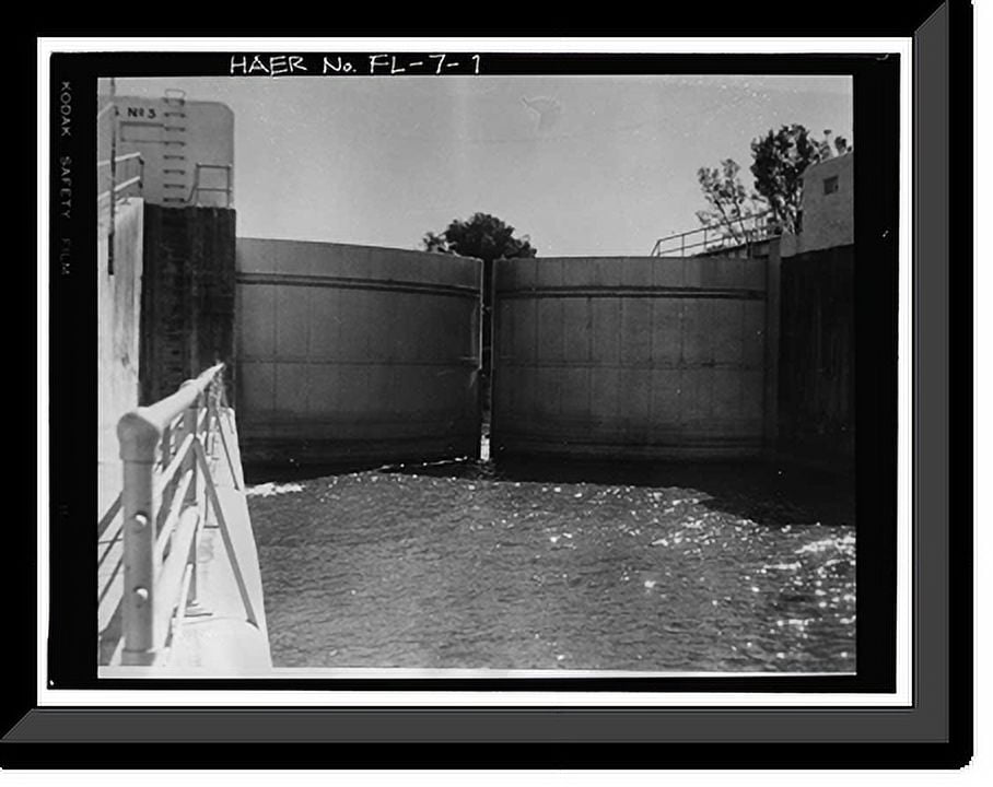 Historic Framed Print, Hurricane Gate Structure 5, Herbert Hoover Dike on Lake Okeechobee, Belle