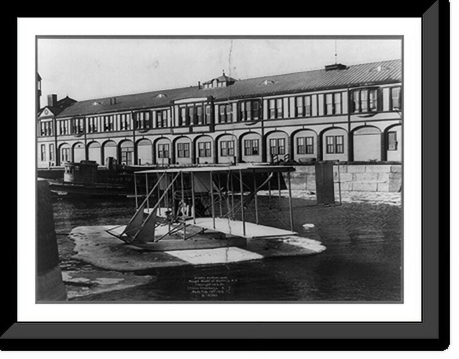 Historic Framed Print, Hydroaeroplane Wright model at Battery, N.Y