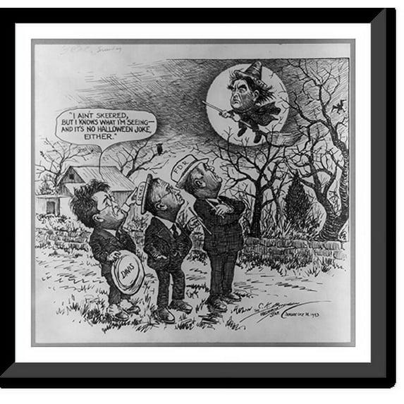 Historic Framed Print, I ain't skeered, but I knows what I'm seeing . and it's no Halloween joke, either, 17-7/8" x 21-7/8"