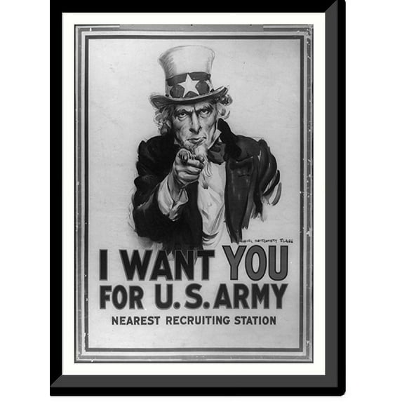 Historic Framed Print, I want you for U.S. Army nearest recruiting station. James Montgomery Flagg., 17-7/8" x 21-7/8"