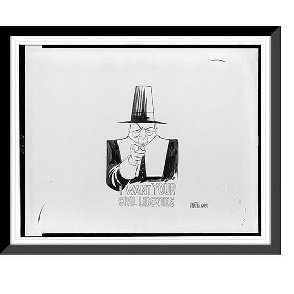 Historic Framed Print, I want your civil liberties.Ann Telnaes., 17-7/8" x 21-7/8"