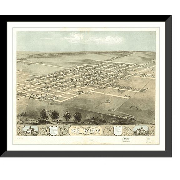 Historic Framed Print, IA DeWitt 1868 MAP, 17-7/8" x 21-7/8"