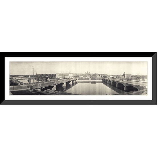 Historic Framed Print, IA Des Moines River 1914 PHOTO, 36-3/8" x 8-3/8"
