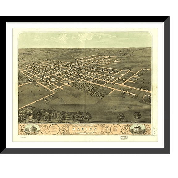 Historic Framed Print, IA Marion 1868 MAP, 17-7/8" x 21-7/8"