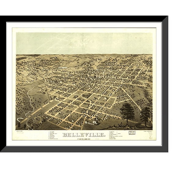 Historic Framed Print, IL Belleville 1867 MAP, 17-7/8" x 21-7/8"