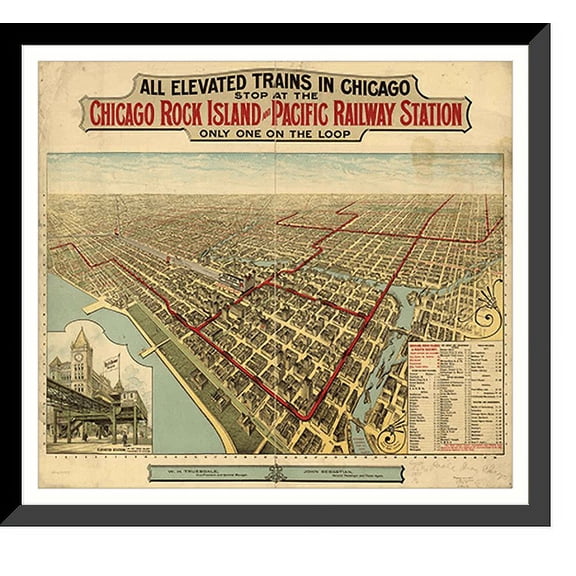 Historic Framed Print, IL Chicago 1897 MAP, 17-7/8" x 21-7/8"