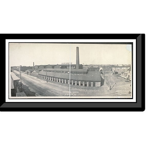 Historic Framed Print, IL Keystone Works Sterling 1907 PHOTO, 36-3/8" x 8-3/8"