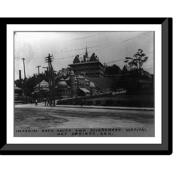 Historic Framed Print, Imperial Bath House and Government Hospital, Hot Springs, Ark., 17-7/8" x 21-7/8"