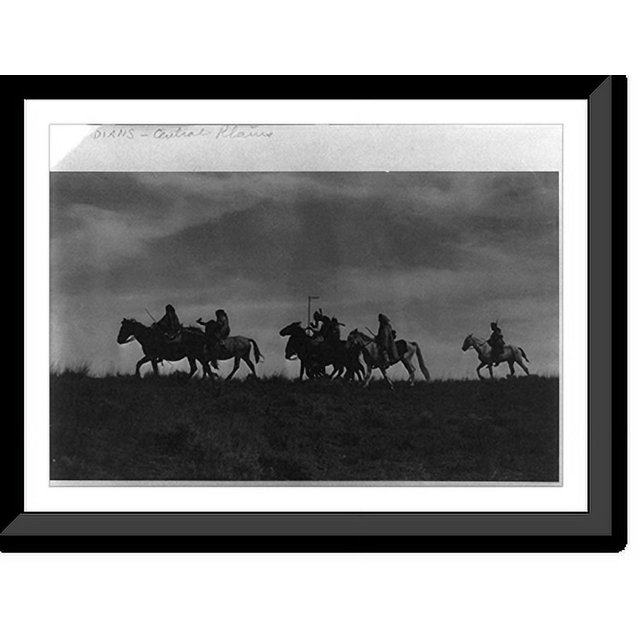 Historic Framed Print, [Indian scouts on horseback passing under cover of night], 17-7/8" x 21-7/8"