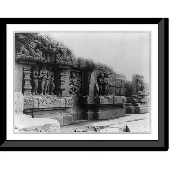 Historic Framed Print, Indonesia - Java- Jogjakarta [i.e. Yogyakarta]. Temple ruins - details of sculpted figures, 17-7/8" x 21-7/8"