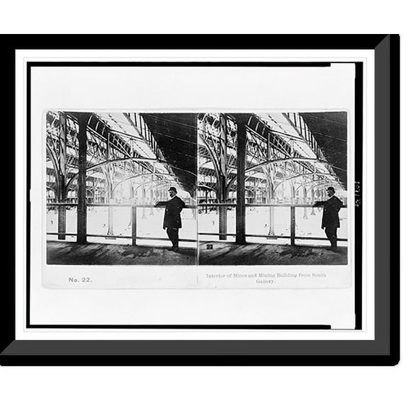 Historic Framed Print, Interior of Mines and Mining Building from South Gallery, 17-7/8" x 21-7/8"