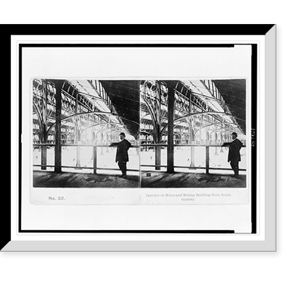Historic Framed Print, Interior of Mines and Mining Building from South Gallery, 17-7/8" x 21-7/8"