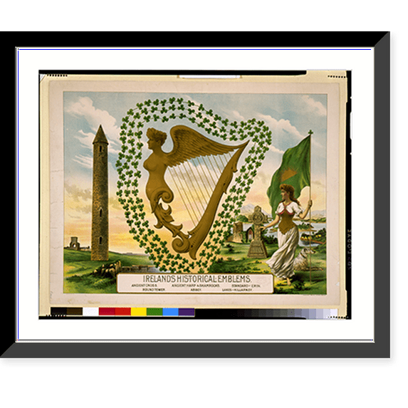 Historic Framed Print, Ireland's historical emblems.Eagle Litho. Co., 17-7/8" x 21-7/8"