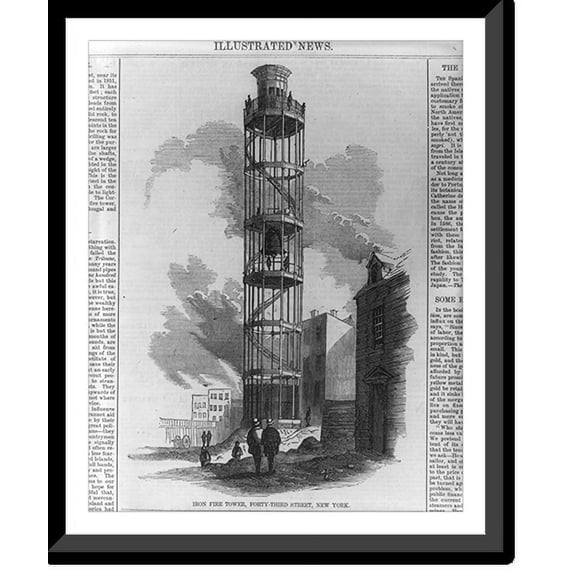 Historic Framed Print, Iron fire tower, 33d St., N.Y.C., 17-7/8" x 21-7/8"