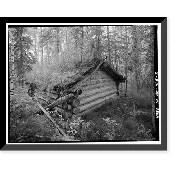 Historic Framed Print, James Taylor Dog Barn, Yukon River, Opposite 4th of July Creek, Eagle vicinity, Southeast Fairbanks Census Area, AK - 3, 17-7/8" x 21-7/8"