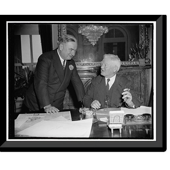 Historic Framed Print, Joe Keenan, Asst. Atty Gen. with Vice Pres. Garner. Ed Jamison, 6/38, 17-7/8" x 21-7/8"