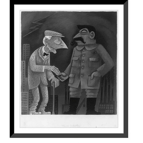 Historic Framed Print, John D. Rockefeller Senior versus Josef Stalin, 17-7/8" x 21-7/8"