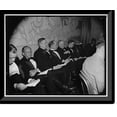 thumbnail image 1 of Historic Framed Print, Labor broadcast for Chester Wright. Group of speakers seated, L-R: John Baer, Isador Lubin, Wm. Green, Rep. Robert Ramspeck of Geo., Federal Labor Radio Show, 17-7/8" x 21-7/8", 1 of 9