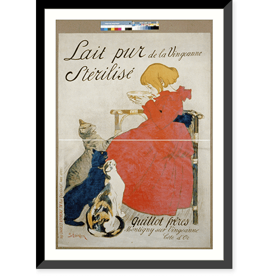 Historic Framed Print, Lait pur stérilisé de la Vingeanne.Steinlen., 17-7/8" x 21-7/8"
