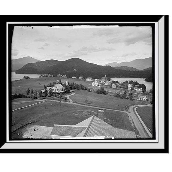 Historic Framed Print, Lake Placid and Mirror Lake, Adirondack Mountains, 17-7/8" x 21-7/8"