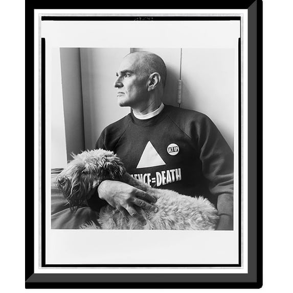 Historic Framed Print, Larry Kramer with Molly, NYC, 17-7/8" x 21-7/8"
