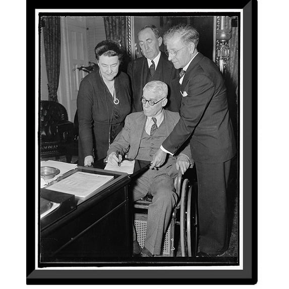 Historic Framed Print, Last signature necessary to bring wages-hours bill to floor of house. Washington, D.C., Dec. 2. Rep. Joseph J., 17-7/8" x 21-7/8"