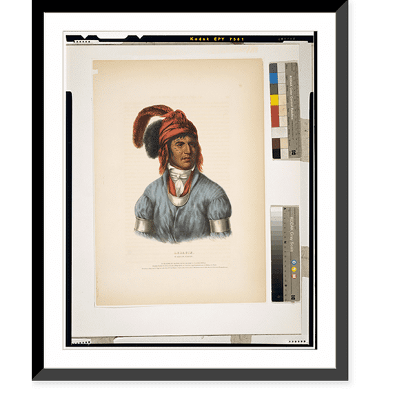 Historic Framed Print, Ledagie. A Creek chief.drawn, printed and coloured at the lithographic establishment, 94 Walnut St., Phila., 17-7/8" x 21-7/8"