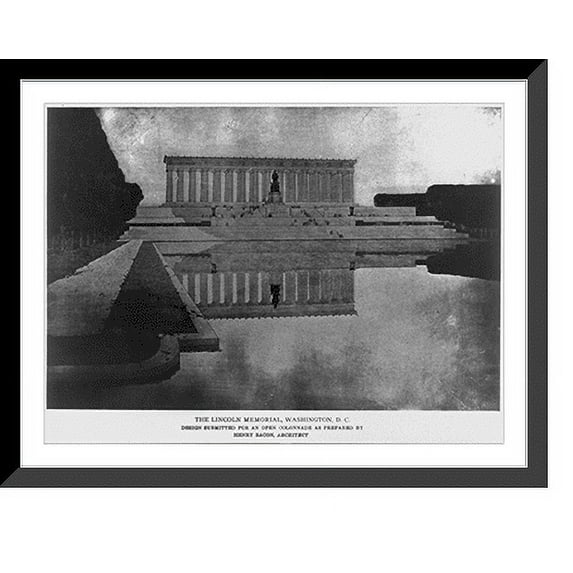 Historic Framed Print, The Lincoln Memorial, Washington, D.C. Design submitted for an open colonnade as prepared by Henry Bacon, architect, 17-7/8" x 21-7/8"